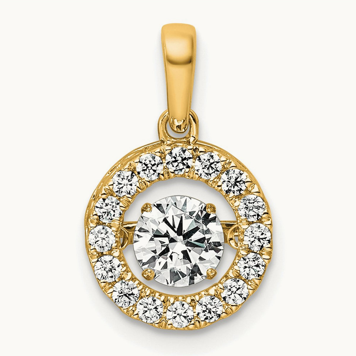 Vibrant Circle Pendant, 0.75-1.50 ct tw Lab-Grown Diamond — 3/4 ct, 14K Yellow Gold