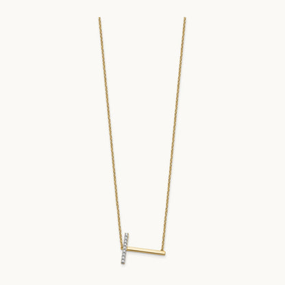 Sideways Diamond Necklace — 14K Yellow Gold, T