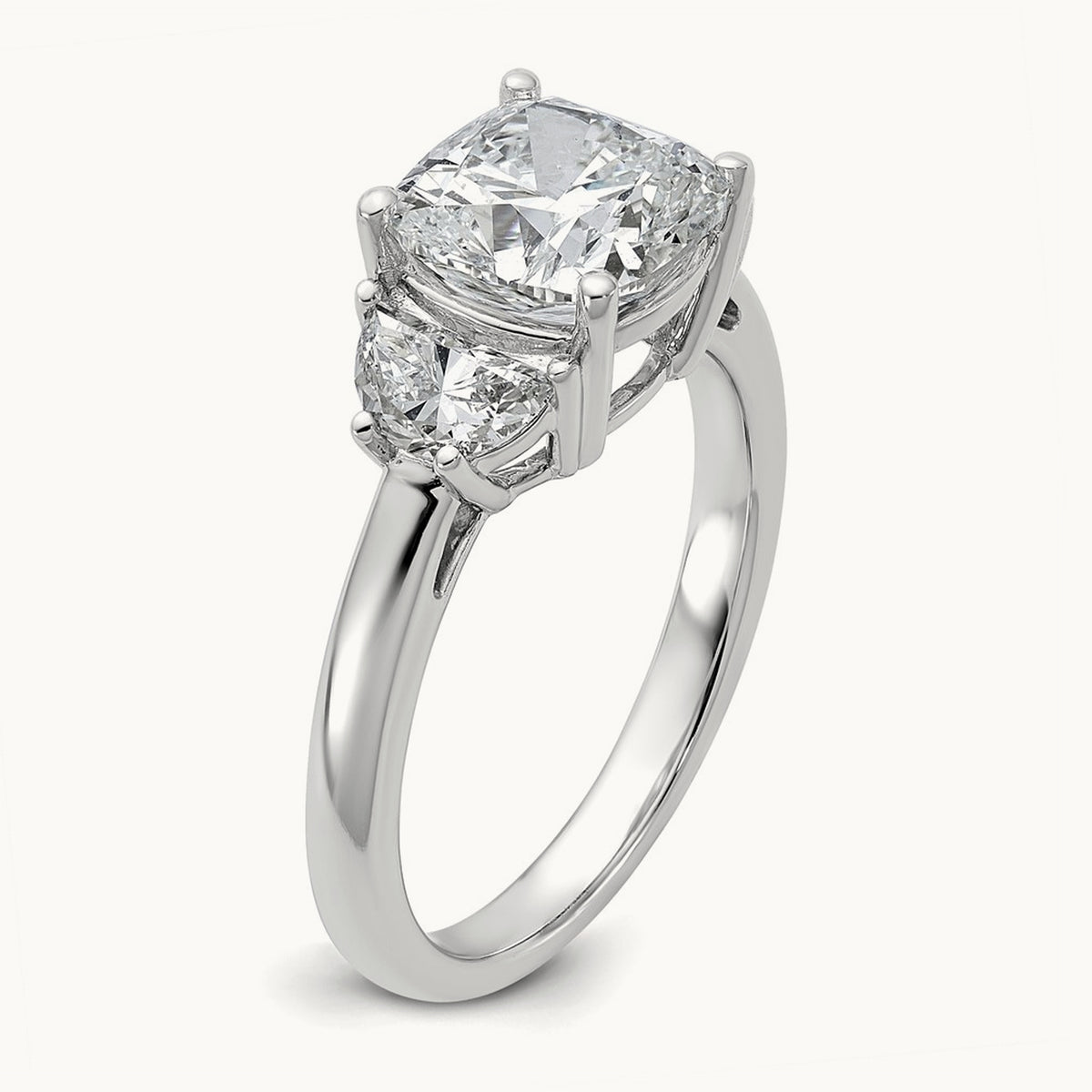 Half Moon & Cushion Semi-Mount Engagement Ring, 0.25-1.00 ct tw Lab-Grown Diamond — 5/8 ct, 14K White Gold