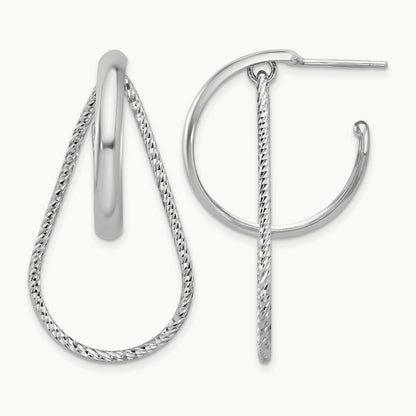 Rh-plated Polished and Diamond-cut Dangle Earring, Sterling Silver — Leslie's