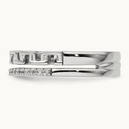 Polished Diamond Double Band Fashion Ring, 14K White Gold