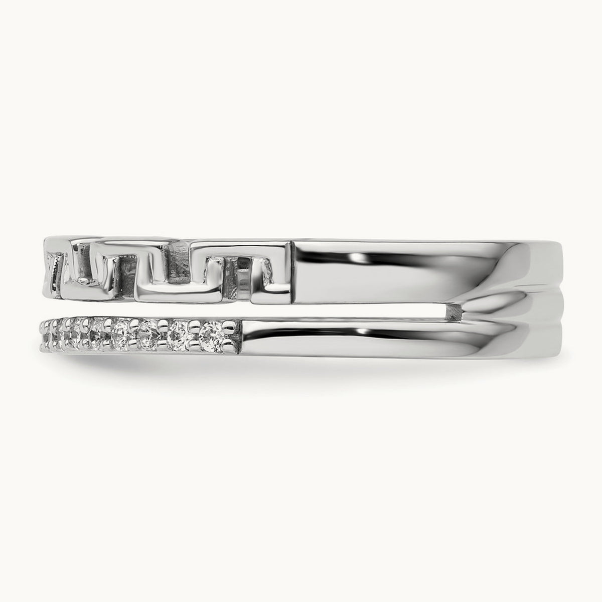 Polished Diamond Double Band Fashion Ring, 14K White Gold