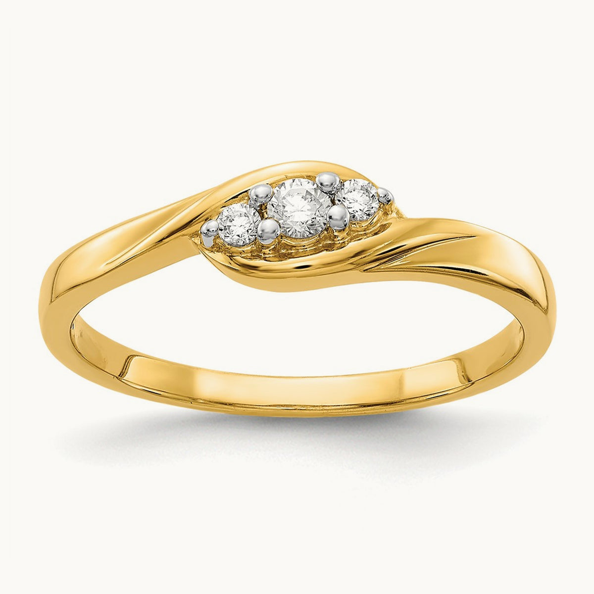 3-stone Diamond Ring — 14K Yellow Gold, 7