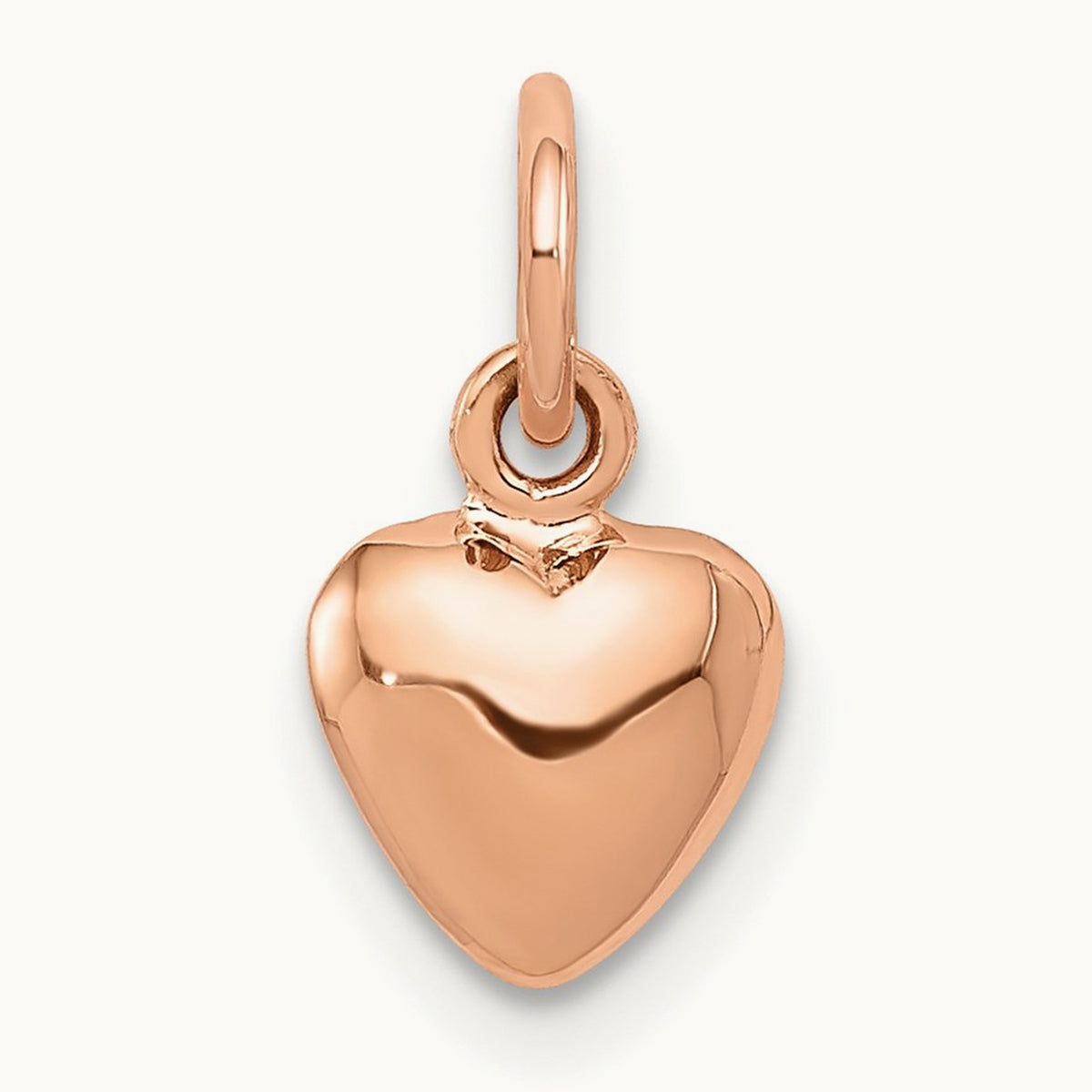 Polished 3-D Puffed Heart Charm, 14K Rose