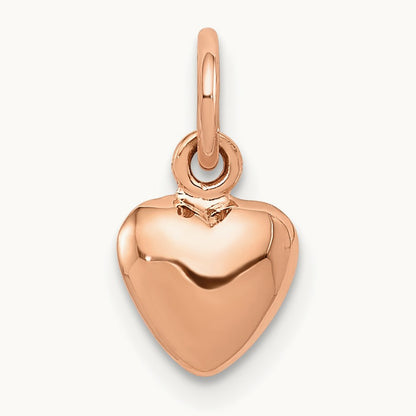 Polished 3-D Puffed Heart Charm, 14K Rose