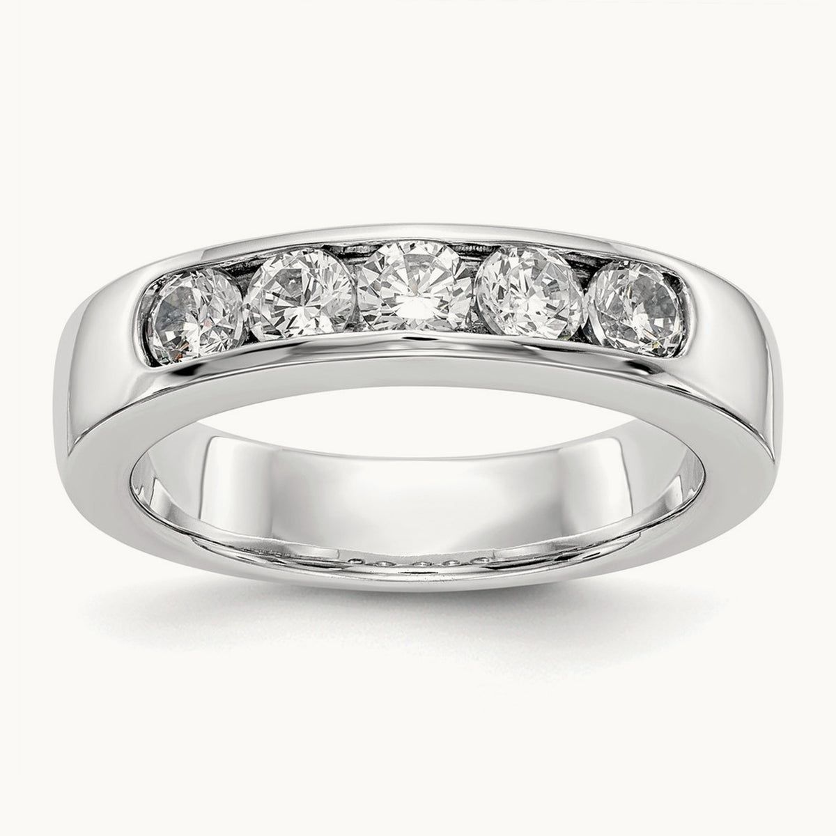5-Stone Diamond Channel Band, 14K White Gold