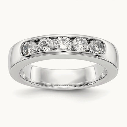 5-Stone Diamond Channel Band, 14K White Gold