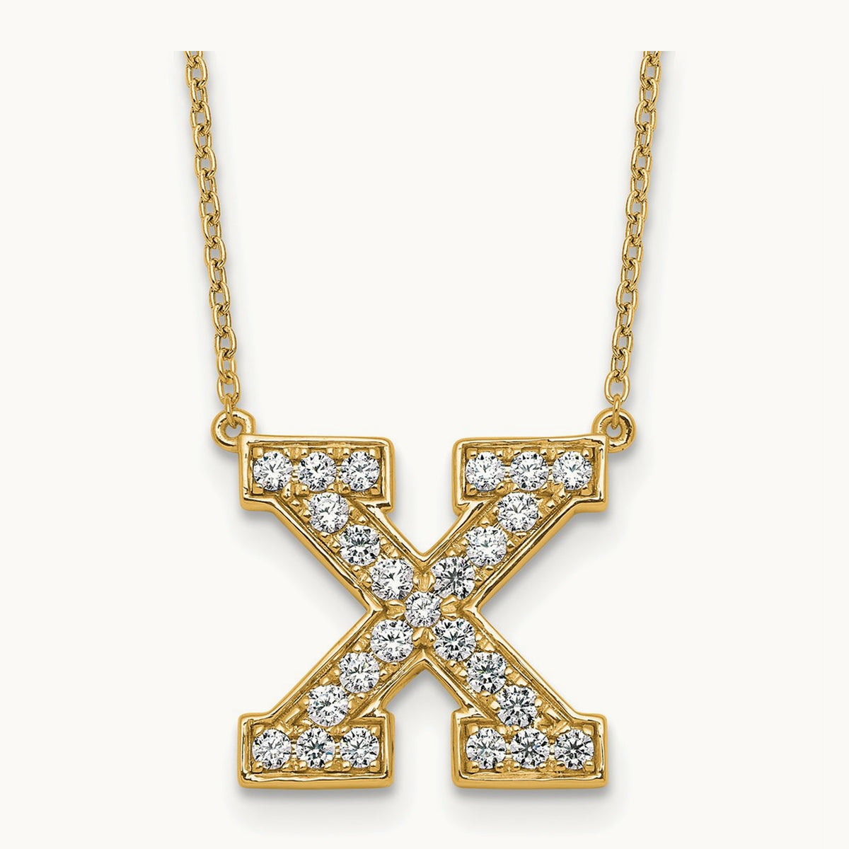 Initial Necklace — 14K Yellow Gold, X, 1/2 ct