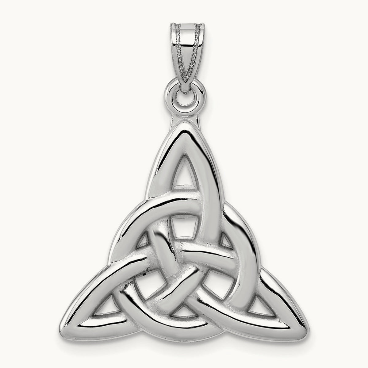 Polished Trinity Knot Pendant — 14K White Gold