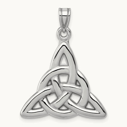 Polished Trinity Knot Pendant — 14K White Gold