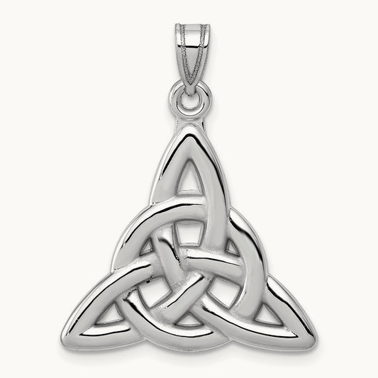 Polished Trinity Knot Pendant — 14K White Gold