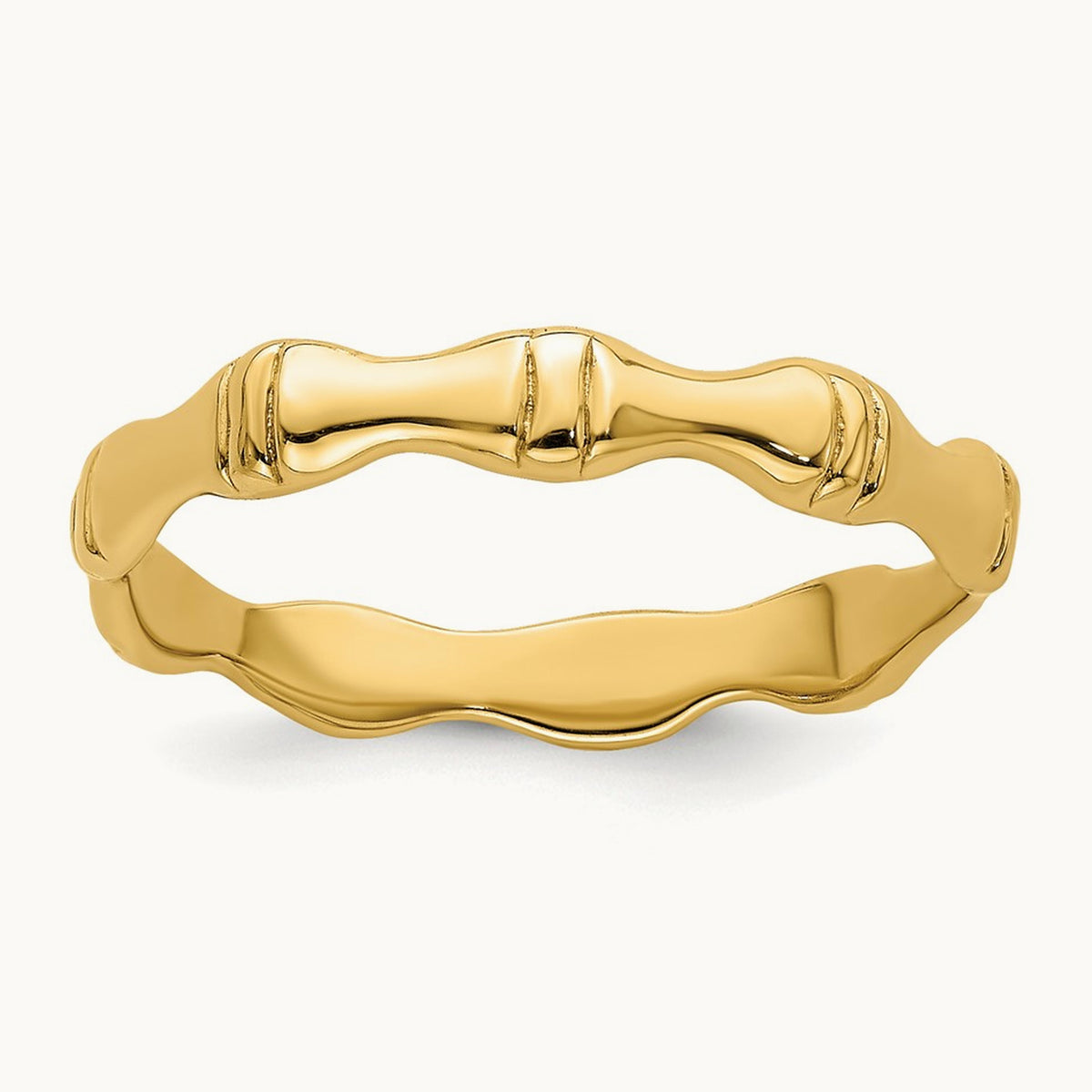 Polished Bamboo Band, 14K