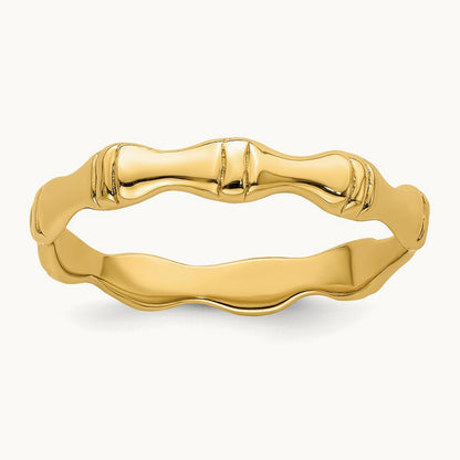 Polished Bamboo Band, 14K