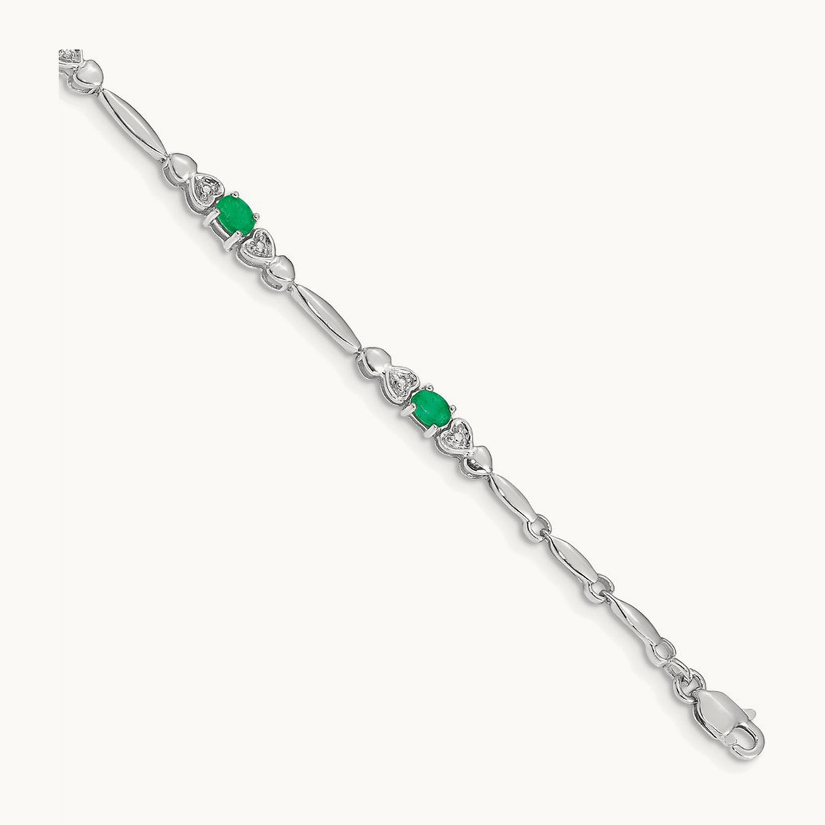 Diamond and Emerald Bracelet — 14K White Gold
