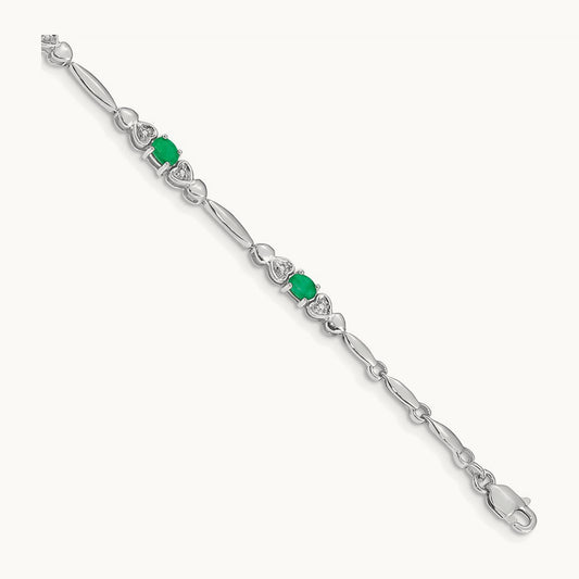 Diamond and Emerald Bracelet — 14K White Gold