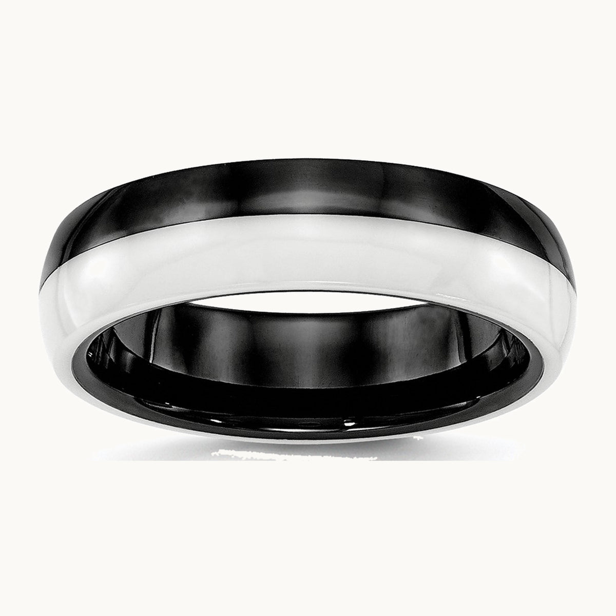 Chisel Ceramic Black and White 6mm Polished Band