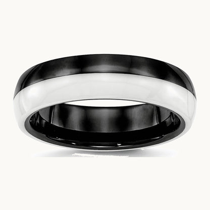 Chisel Ceramic Black and White 6mm Polished Band
