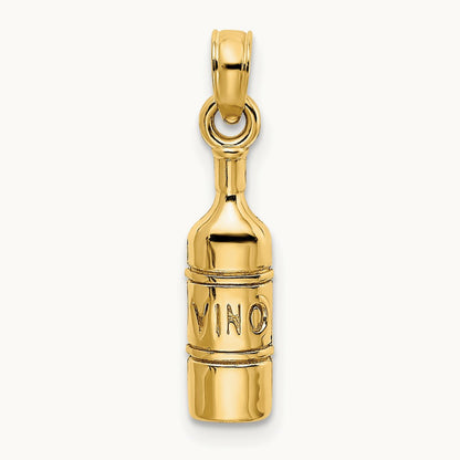 Wine Bottle Charm, 14K