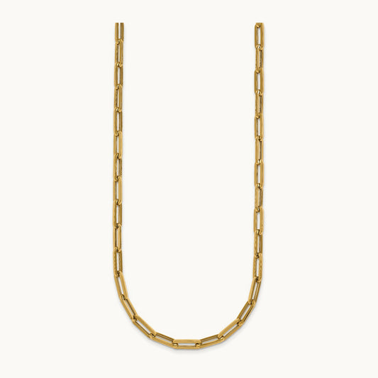 Polished 18in Paperclip Link Necklace, 14K