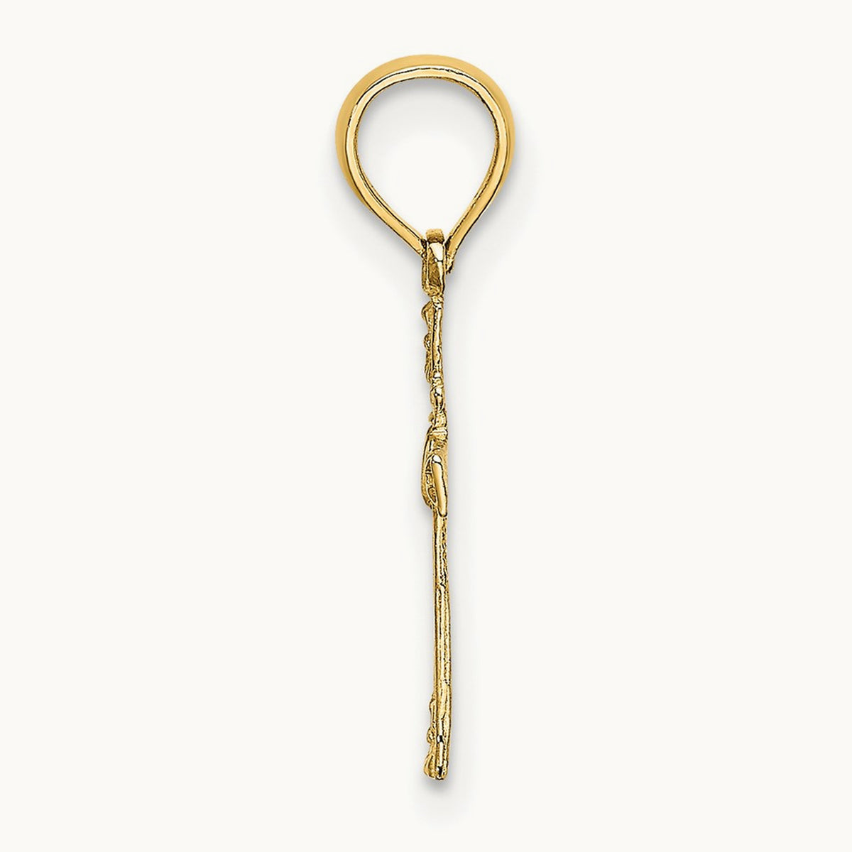 Textured Mini Cross w/ Heart Charm, 14K