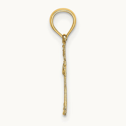 Textured Mini Cross w/ Heart Charm, 14K