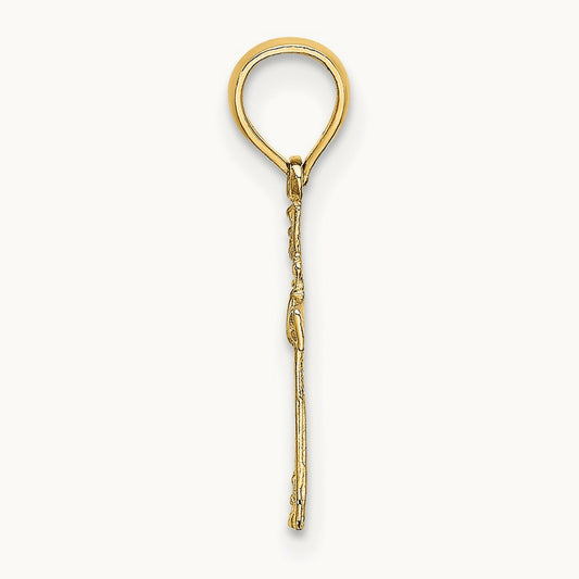 Textured Mini Cross w/ Heart Charm, 14K