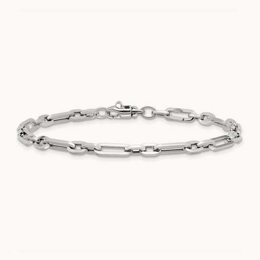 Polished Fancy Link Bracelet, 14K White Gold