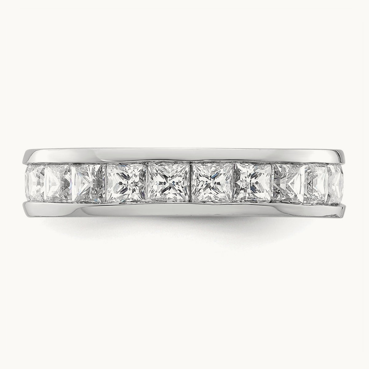 Polished Princess Channel Set Diamond Eternity Band, 3.00 ct tw — 14K White Gold