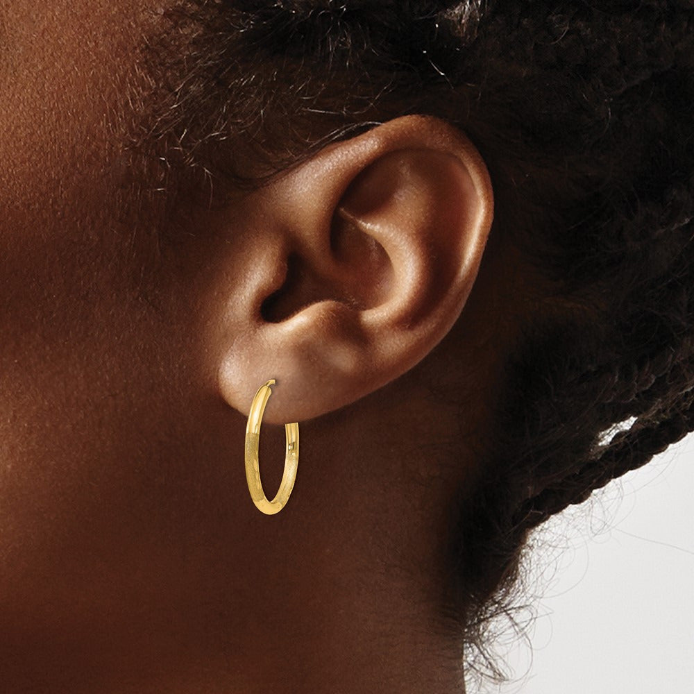 Satin Diamond-cut Endless Hoop Earrings — 20mm, 2mm