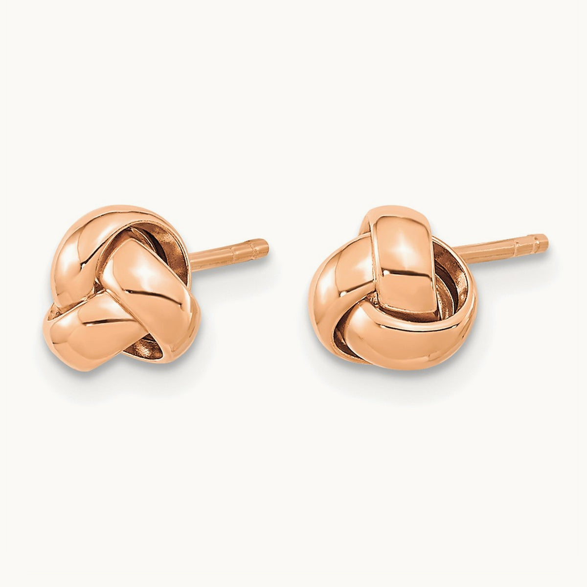 Polished Love Knot Post Earrings — 14K Rose Gold, 6mm