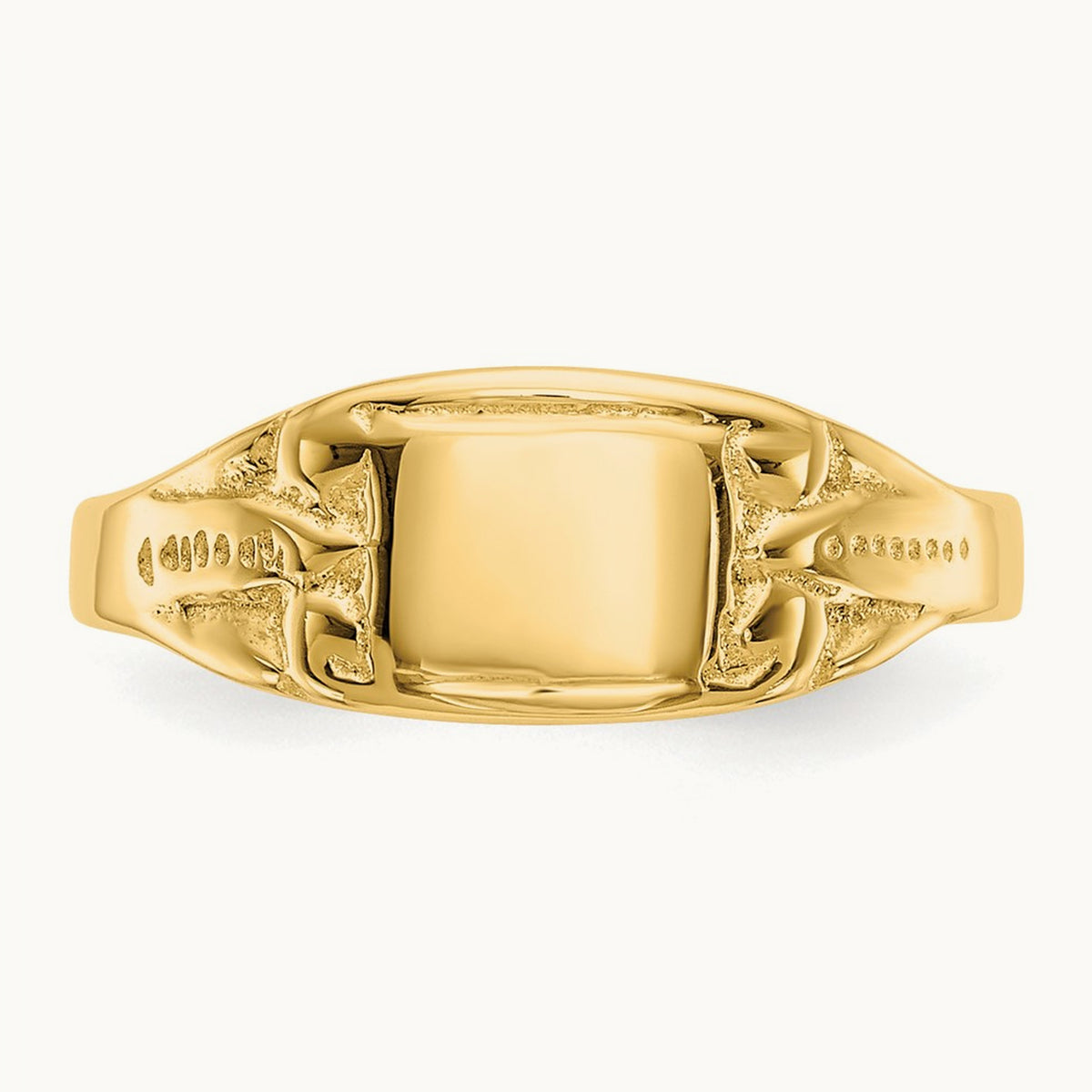Polished Rectangular Baby Signet Ring, 14K