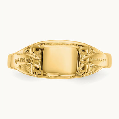 Polished Rectangular Baby Signet Ring, 14K