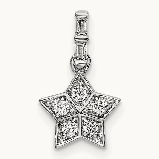 Diamond Star Pendant, 14K White Gold