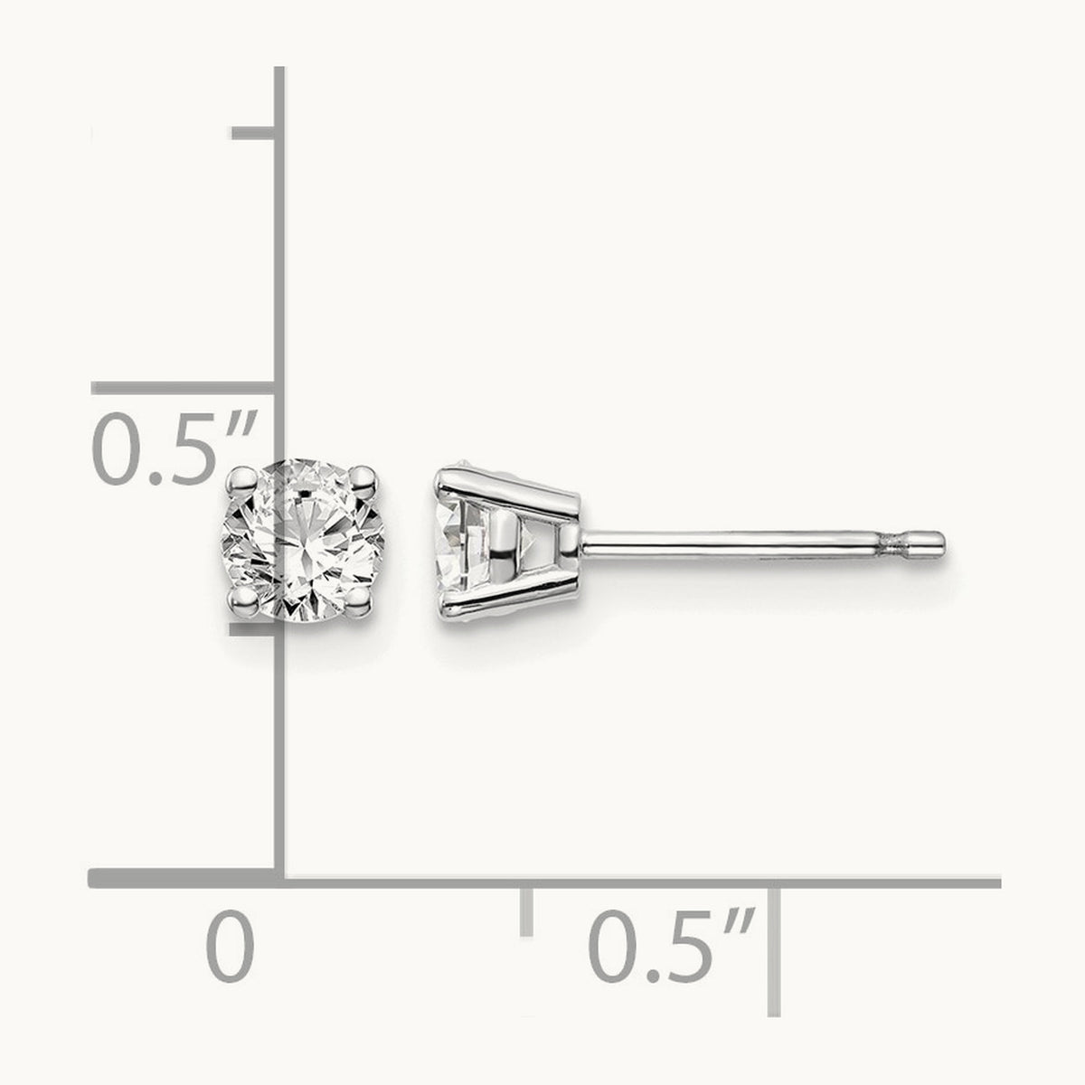 Round Diamond Stud Earrings — 14K White Gold, 0.60 ct tw, I1 J-K · push back