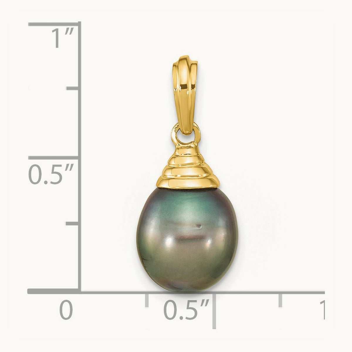 9- Teardrop Black Saltwater Tahitian Pearl Pendant — 14K Yellow Gold
