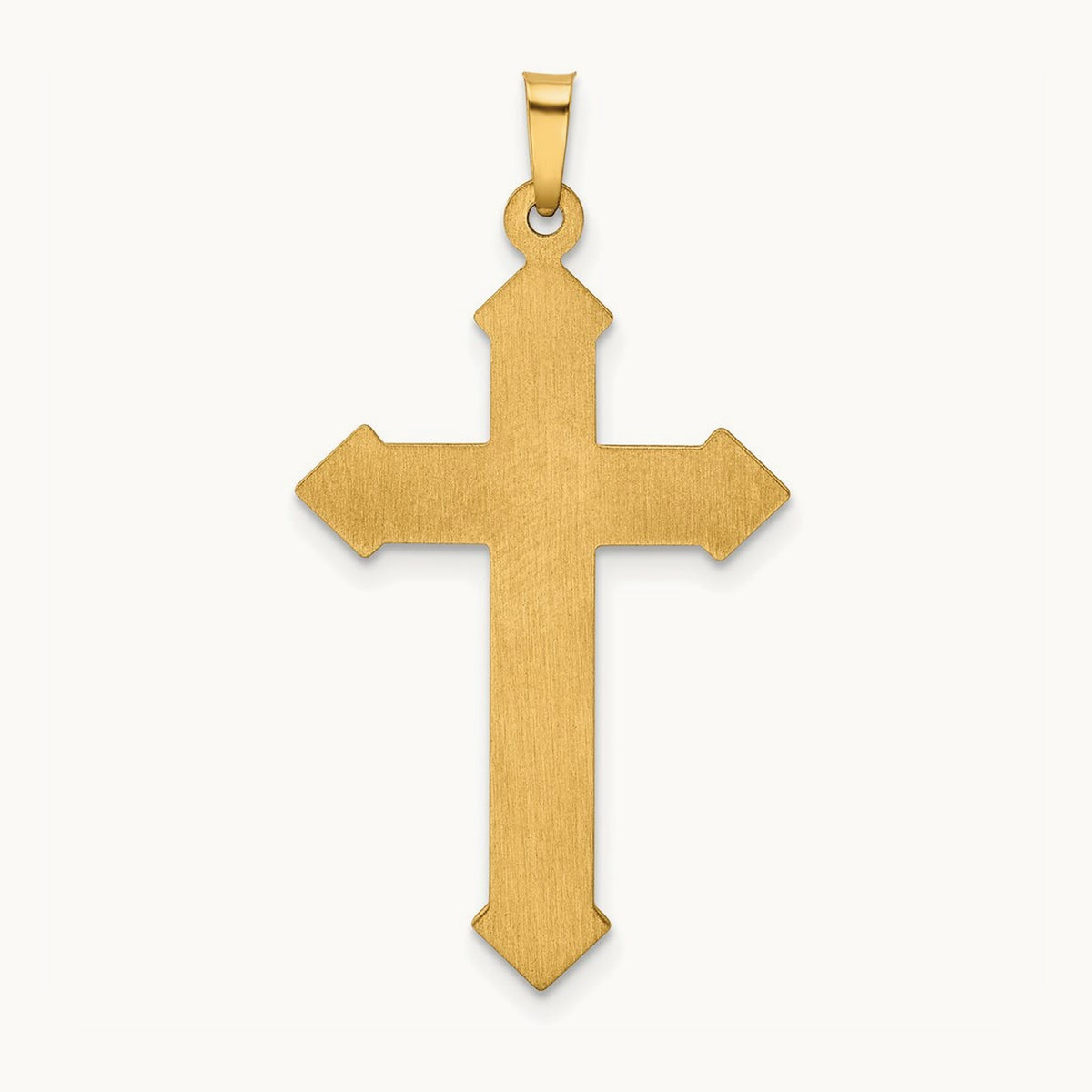w/Rhodium Polished and Textured Passion Cross Pendant, 14K
