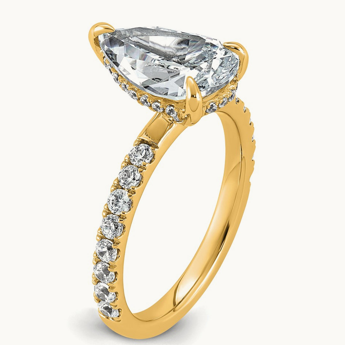 Pear Solitaire Engagement Ring, 1.25-4.75 ct tw Lab-Grown Diamond — 3 1/2 ct, 14K Yellow Gold