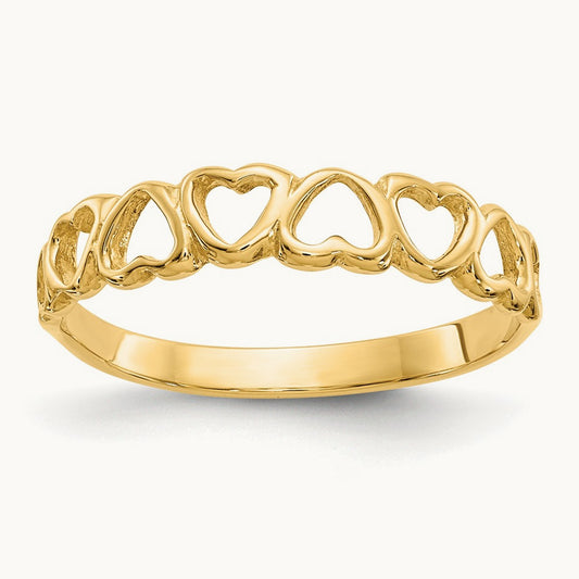 Polished Hearts Ring — 14K Yellow Gold
