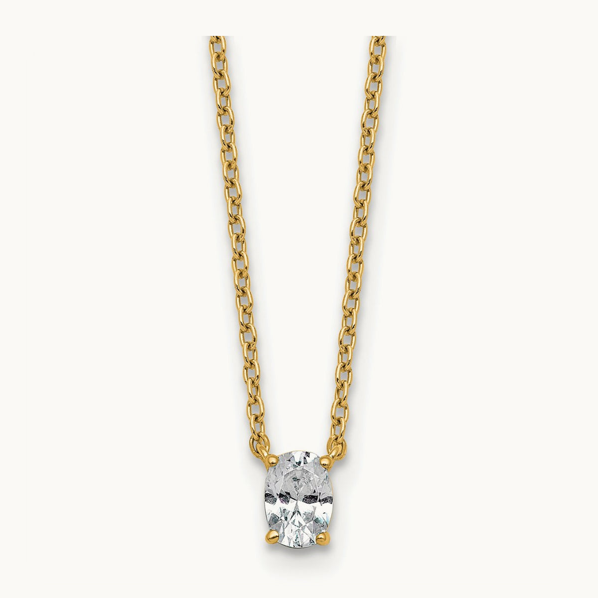 Oval Pendant Necklace, 0.25-4.00 ct tw Lab-Grown Diamond — 1/4 ct, VS (Best), 14K Yellow Gold