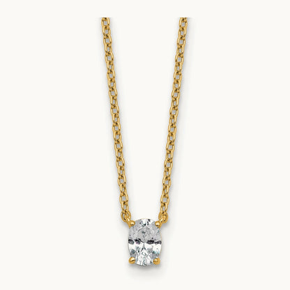 Oval Pendant Necklace, 0.25-4.00 ct tw Lab-Grown Diamond — 1/4 ct, VS (Best), 14K Yellow Gold
