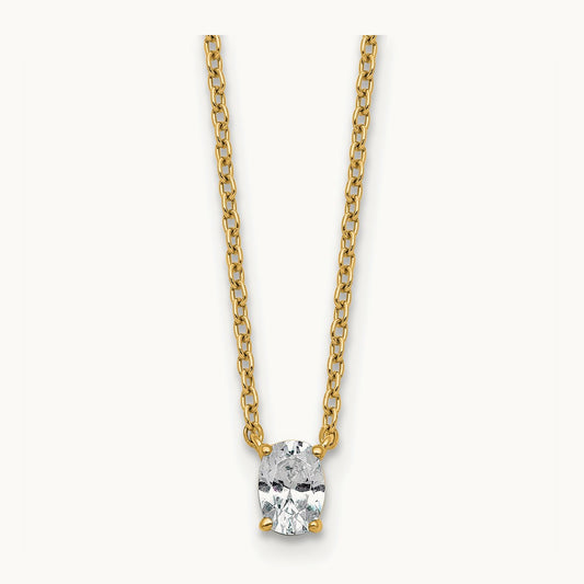 Oval Pendant Necklace, 0.25-4.00 ct tw Lab-Grown Diamond — 1/4 ct, VS (Best), 14K Yellow Gold