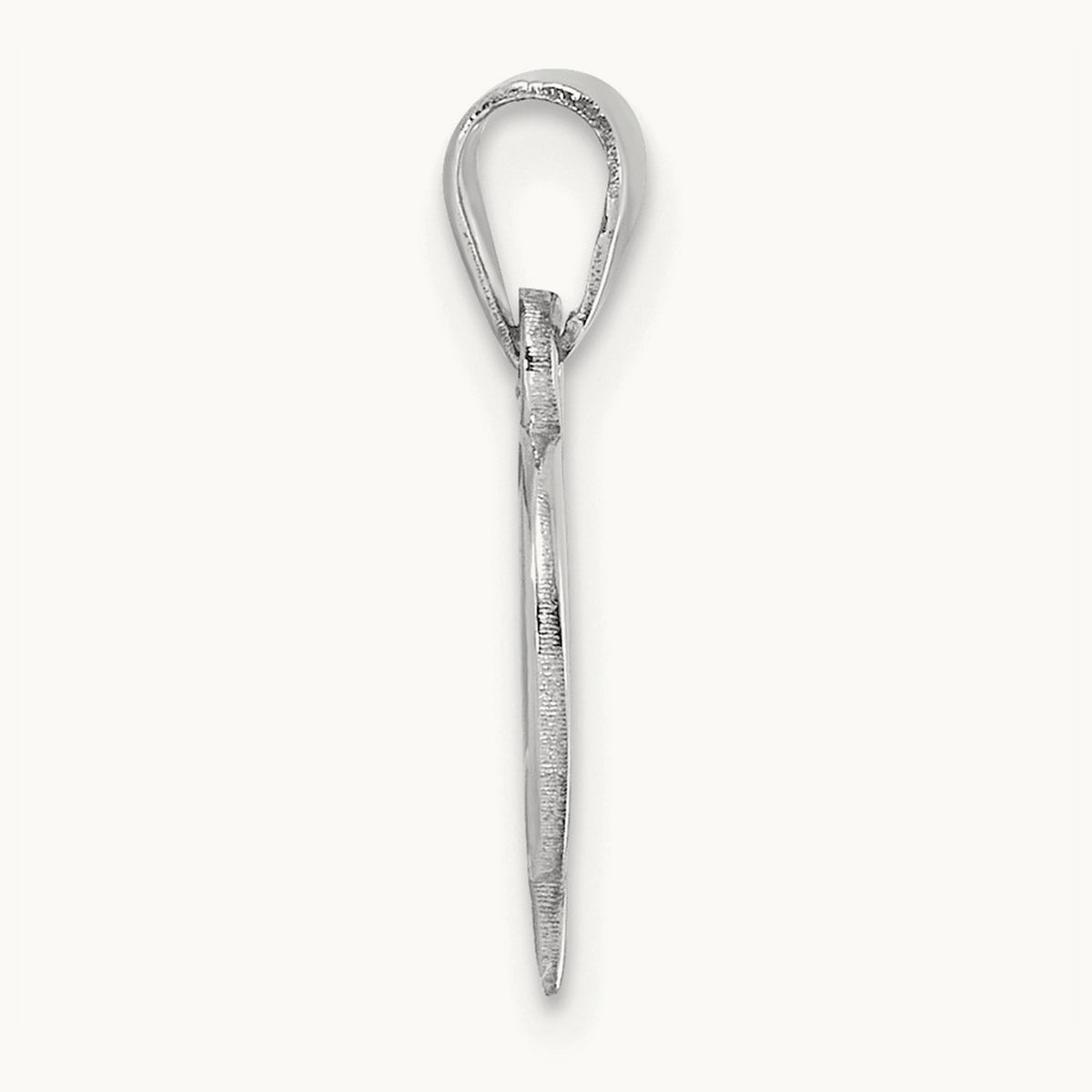 Polished Block Initial Pendant — 14K White Gold, Q