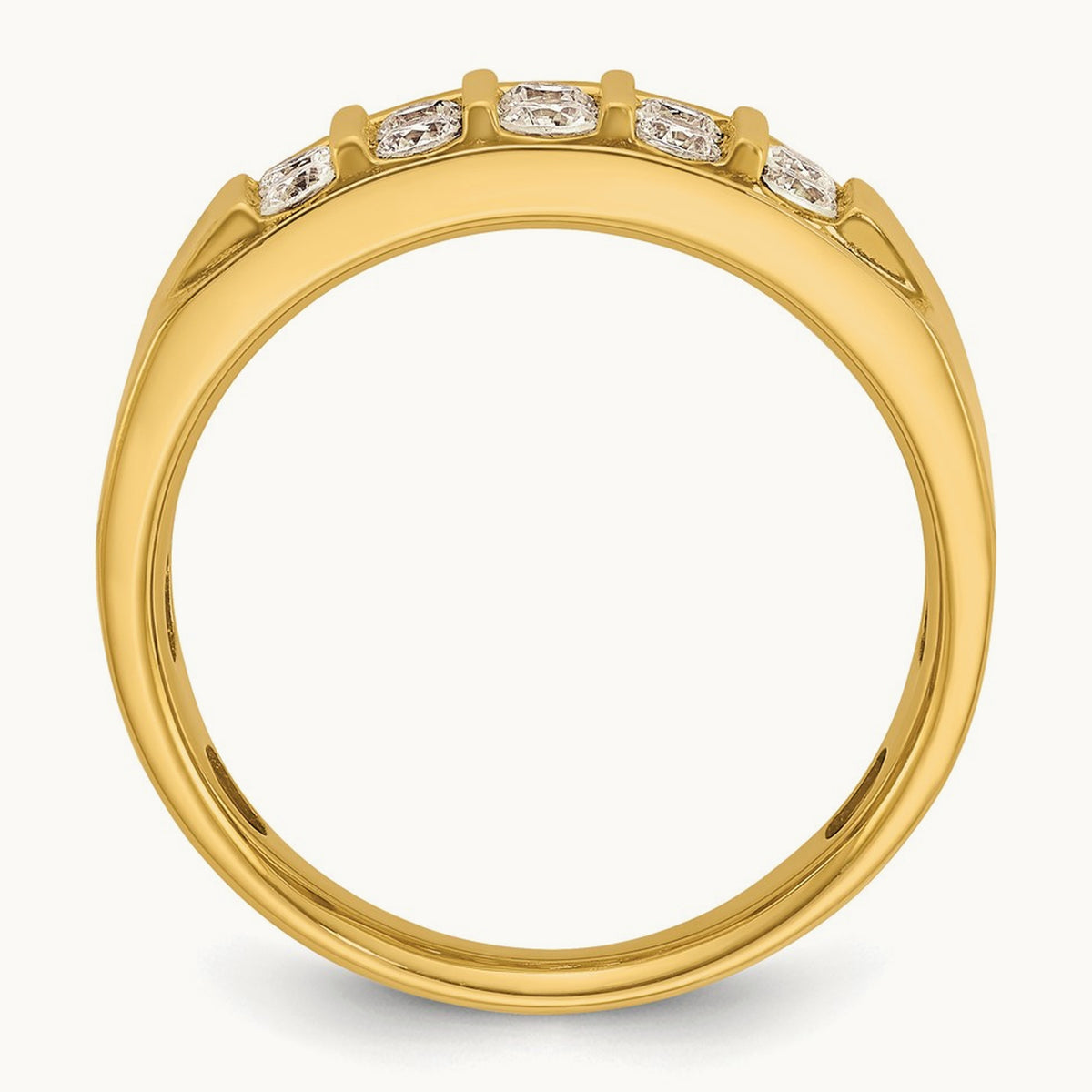 IBGoodman Men's Polished 4-Row 1 Carat Diamond Ring, 14K