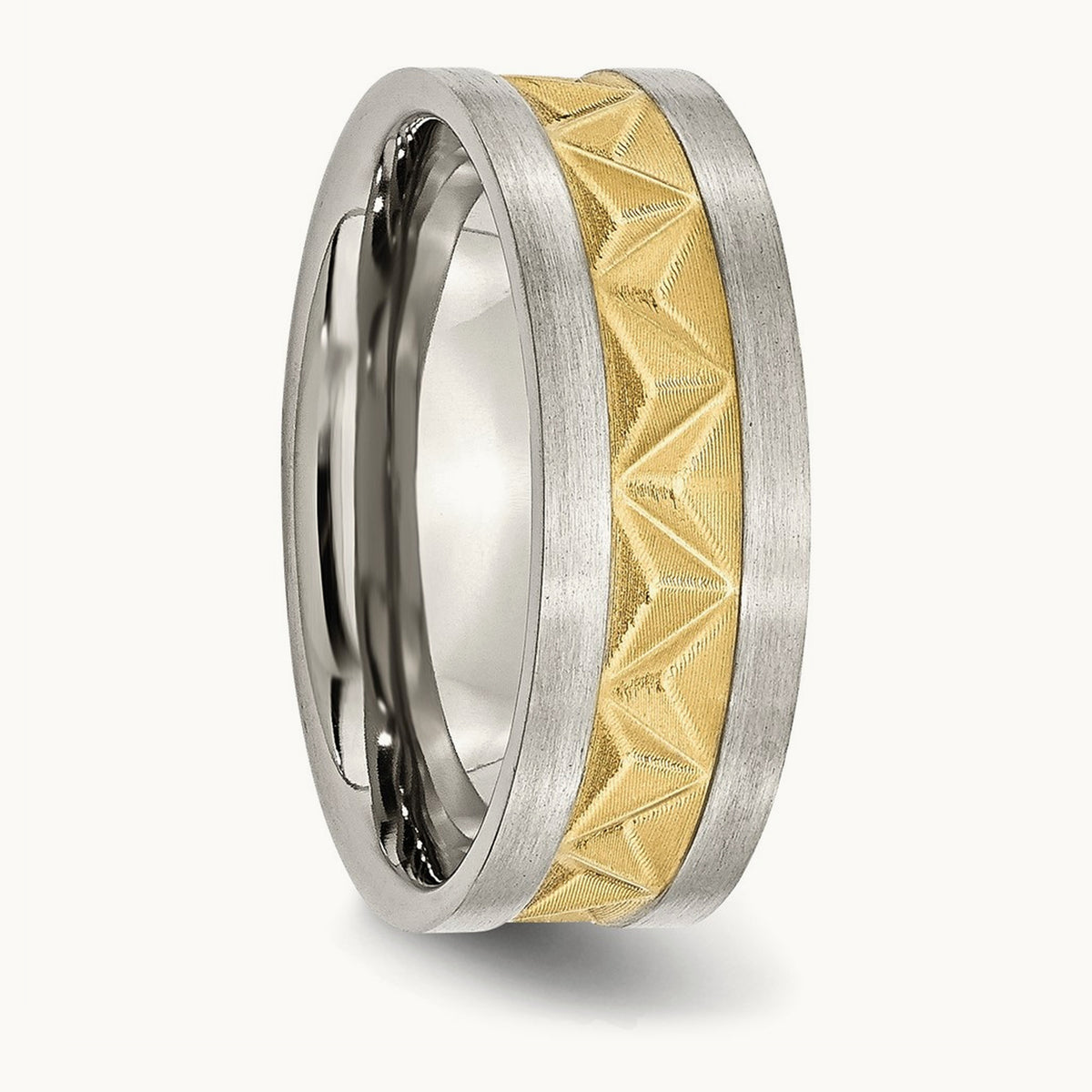 Brushed Yellow IP-plated Grooved Band — 10