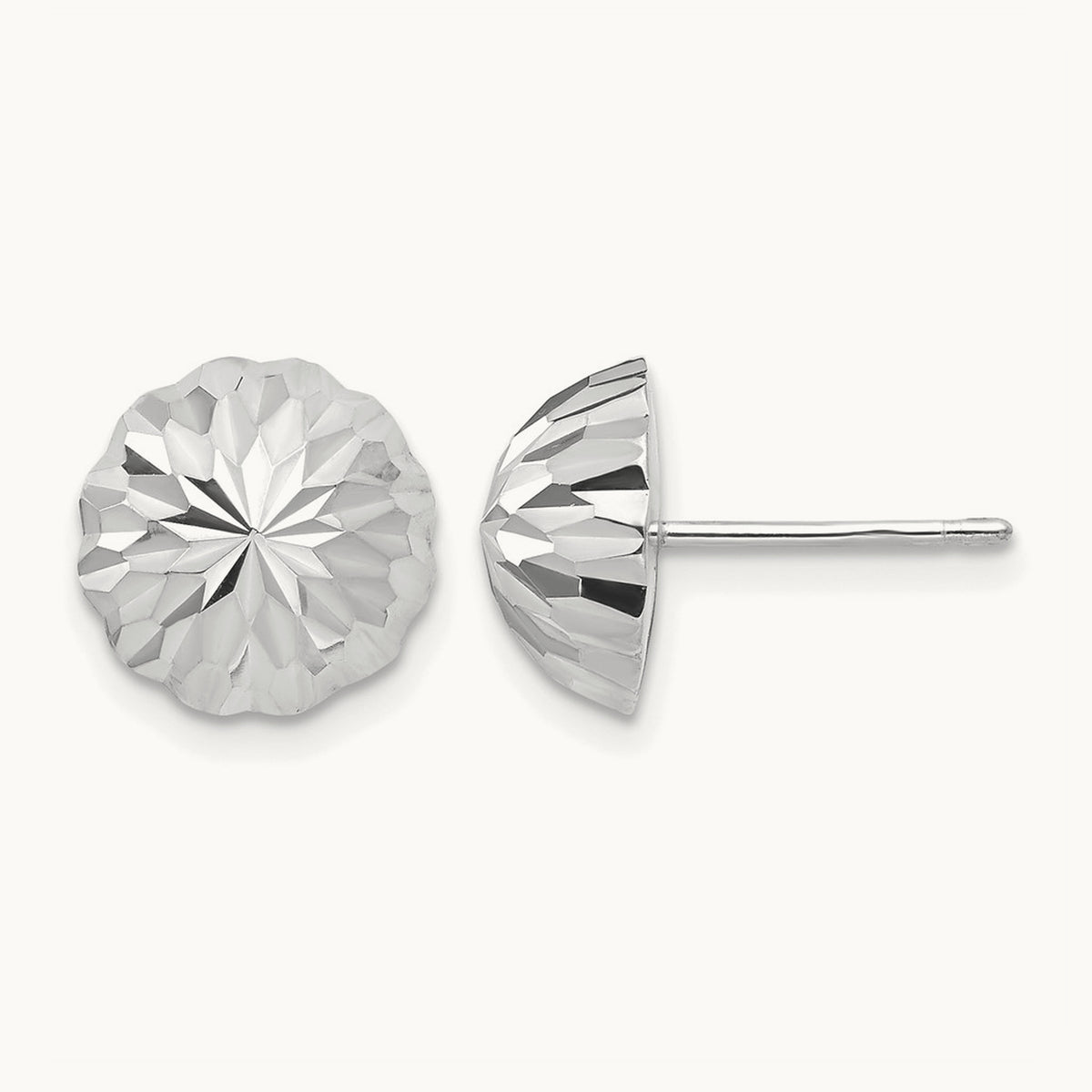 Polished & Diamond-Cut Half Ball Post Earrings — 9.5mm