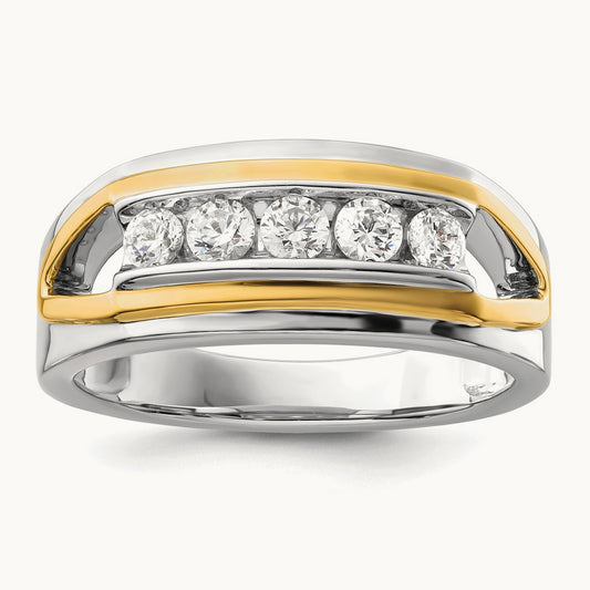 5 Stone Men's Ring, 0.50 ct tw Lab-Grown Diamond