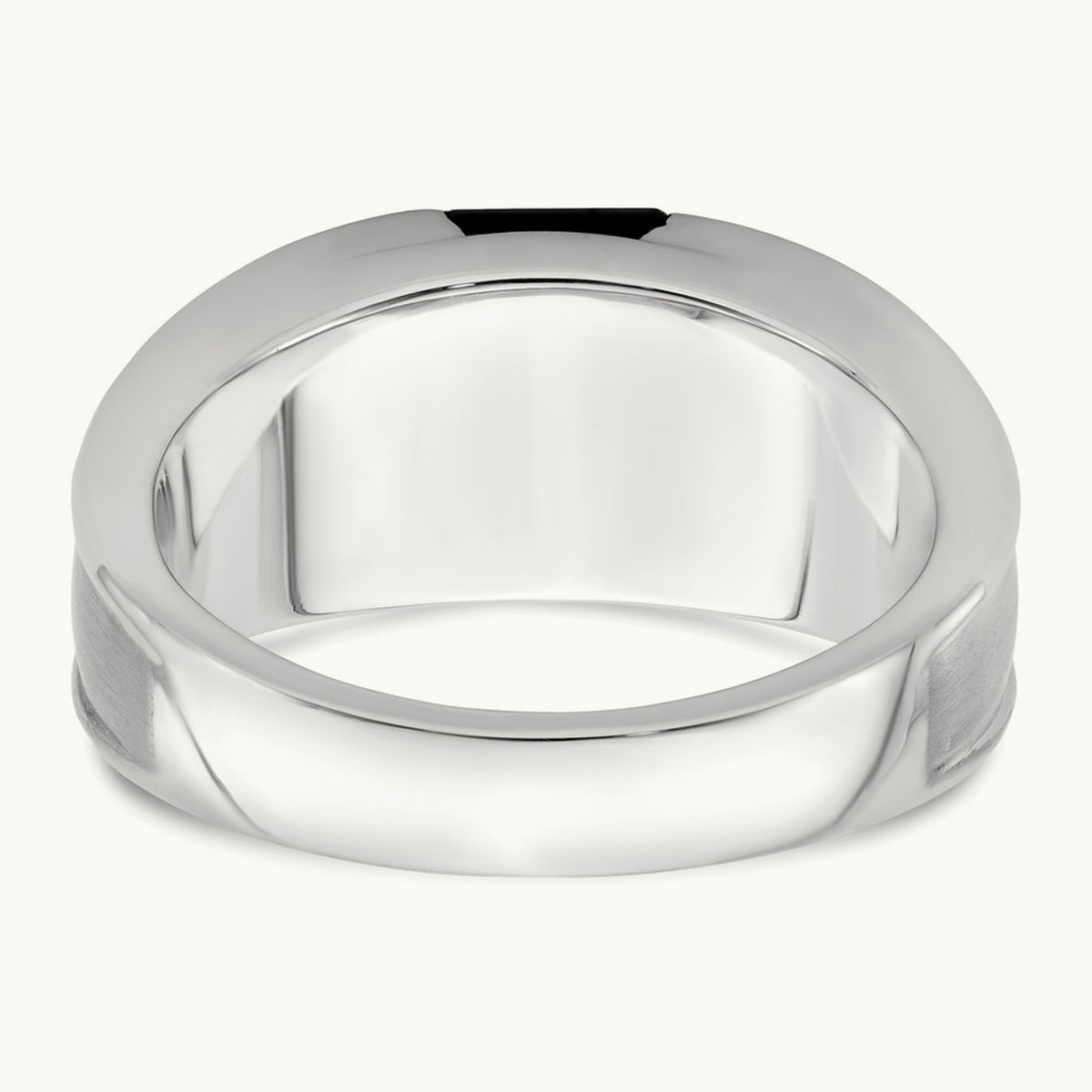 Onyx and Diamond Mens Ring, 14K White Gold