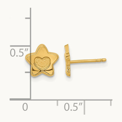 Madi K Satin and Polished Heart in Star Post Earrings, 14K