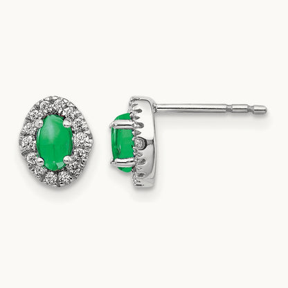 Created Emerald Post Earrings, 0.15 ct tw Lab-Grown Diamond