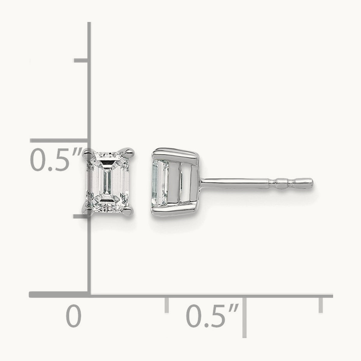 Emerald Four-Prong Stud Earrings, 0.50-6.00 ct tw Lab-Grown Diamond — 3/4 ct, 14K White Gold